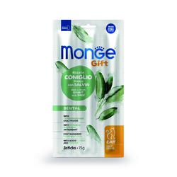 Monge Gift Dental лакомство для кошек, для чистки зубов, палочки, с кроликом и шалфеем - 15 г