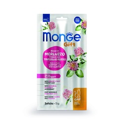 Monge Gift Skin Support лакомство для кошек, для здоровой кожи, мягкие палочки, со свежей треской и красным клевером - 15 г