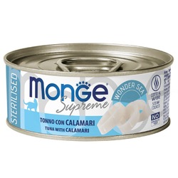 Monge Supreme Sterilized влажный корм для стерилизованных кошек, с тунцом и кальмаром, в консервах - 80 г