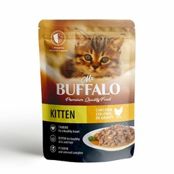 Mr. Buffalo Kitten влажный корм для котят, с цыпленком, кусочки в соусе, в паучах - 85 г