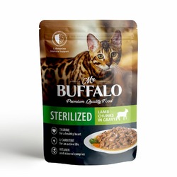 Mr. Buffalo Sterilized влажный корм для стерилизованных котов и кошек, с ягненком, кусочки в соусе, в паучах - 85 г