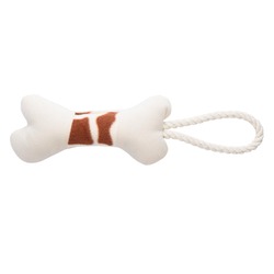 Mr.Kranch игрушка для собак мелких и средних пород, косточка с канатом, бежево-пятнистая - 31х9х4 см