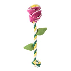 Mr.Kranch игрушка для собак мелких и средних пород, роза с канатом, розовая - 29х5х5 см