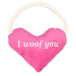 Mr.Kranch игрушка для собак мелких и средних пород, сердечко с канатом и пищалкой, розовое - 15х12х4 см