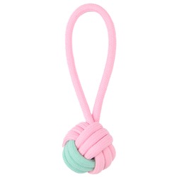 Mr.Kranch игрушка для собак, Мяч из каната на кольцевом шнуре, розовая с голубым, 15*5 см