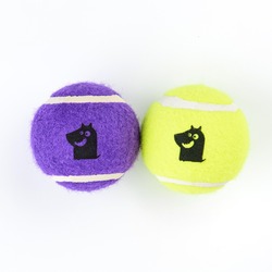Mr.Kranch игрушка для собак, Теннисный мяч, малый, набор 2 шт, желтый, фиолетовый - 5 см