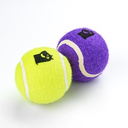 Mr.Kranch игрушка для собак, Теннисный мяч, средний, набор 2 шт, желтый, фиолетовый - 6,3 см