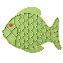 Mr.Kranch лизательный коврик для медленного поедания, силиконовый, Рыбка, зеленая, 24,5*19 см