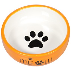 Mr.Kranch Meow миска для кошек, керамическая, оранжевая - 380 мл