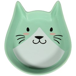Mr.Kranch миска для кошек "Мордочка кошки", керамическая, зеленая - 250 мл