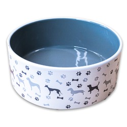 Mr.Kranch миска для собак, керамическая, серая с рисунком - 350 мл