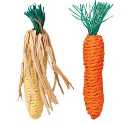 Набор игрушек Trixie для грызунов морковь и кукуруза 15 см из сизаля - 2 шт
