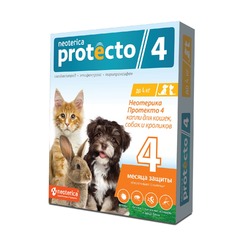 Neoterica Protecto капли от блох и клещей для кошек и собак весом до 4 кг, 2 пипетки