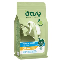 Oasy Dry Puppy & Junior Medium Breed Professional сухой корм для щенков и юниоров средних пород с курицей - 12 кг
