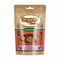 Organic Сhoice лакомство для собак мелких и средних пород, наггетсы нежные из индейки, с морковью - 60 г