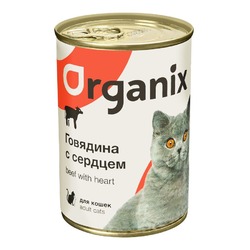 Organix влажный корм для кошек, с говядиной и сердцем, в консервах - 410 г