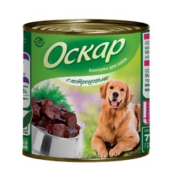 Оскар влажный корм для собак, фарш из потрошков, в консервах - 750 г