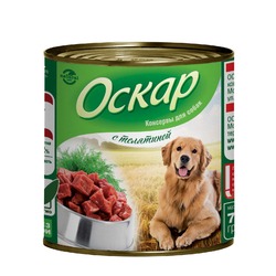 Оскар влажный корм для собак, фарш из телятины, в консервах - 750 г