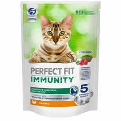 Perfect Fit Immunity сухой корм для кошек для укрепления иммунитета, с индейкой, спирулиной и клюквой - 580 г