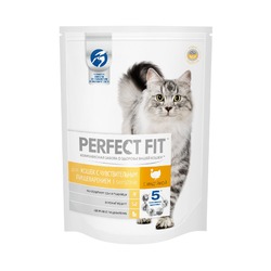 Perfect Fit полнорационный сухой корм для кошек с чувствительным пищеварением, с индейкой - 190 г