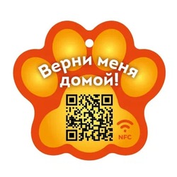 PetCard цифровая визитка/адресник с NFC и QR кодом для кошек и собак, оранжевый