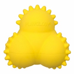 Playology Squeaky Bounce Ball игрушка для щенков 4-8 месяцев, дентальный жевательный тройной мяч, с ароматом курицы, желтый