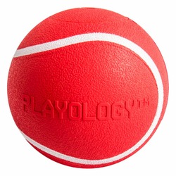 Playology Squeaky Chew Ball игрушка для собак мелких и средних пород, жевательный мяч с пищалкой, с ароматом говядины, красный - 6 см