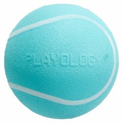 Playology Squeaky Chew Ball игрушка для собак средних и крупных пород, жевательный мяч с пищалкой, с ароматом арахиса, голубой - 8 см