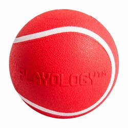Playology Squeaky Chew Ball игрушка для собак средних и крупных пород, жевательный мяч с пищалкой, с ароматом говядины, красный - 8 см