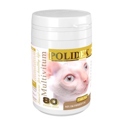 Polidex Multivitum витамины общеукрепляющие, для кошек - 80 таб