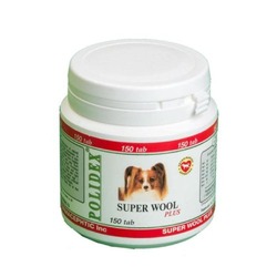 Polidex Super Wool витамины для кожи и шерсти, для собак - 150 таб