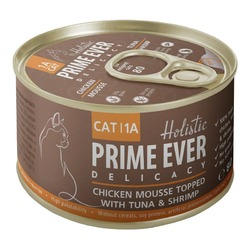 Prime Ever Delicacy влажный корм для кошек, мусс с цыпленком, тунцом и креветками, в консервах - 80 г