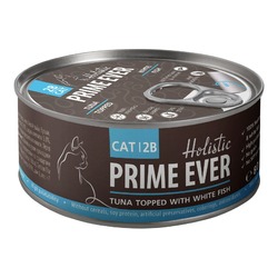 Prime Ever 2B влажный корм для кошек, с тунцом и белой рыбой, кусочки в желе, в консервах - 80 г