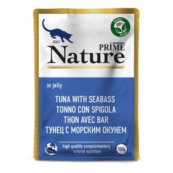 Prime Nature влажный корм для кошек, с тунцом и морским окунем, кусочки желе, в паучах - 100 г