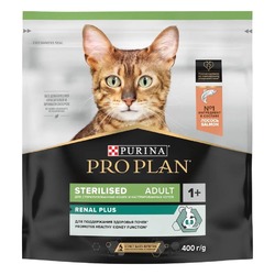 Pro Plan Sterilised сухой корм для стерилизованных кошек и кастрированных котов, для поддержания здоровья почек, с лососем - 400 г