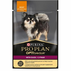 Pro Plan Opti Savour влажный корм для собак мелких пород с уткой, кусочки в соусе, в паучах - 85 г