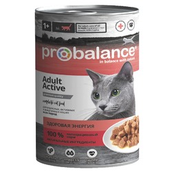 ProBalance Active полнорационный влажный корм для кошек с высокой активностью, с курицей, кусочки в соусе, в консервах - 415 г