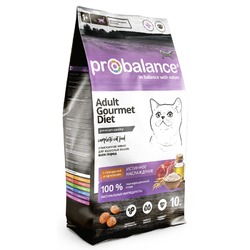 ProBalance Gourmet Diet полнорационный сухой корм для привередливых кошек, с говядиной и кроликом - 10 кг