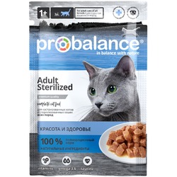 ProBalance Sterilized полнорационный влажный корм для стерилизованных кошек, с курицей, кусочки в соусе, в паучах - 85 г