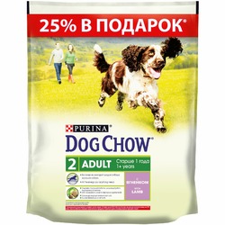 Dog Chow полнорационный сухой корм для собак, с ягненком - 600 г + 200 г