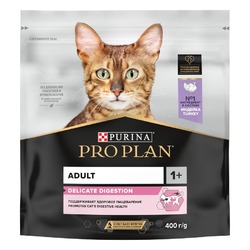 Pro Plan Delicate сухой корм для кошек с чувствительным пищеварением, с высоким содержанием индейки - 400 г