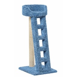 Лежанка с лестницей когтеточка Пушок для кошек голубого цвета