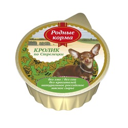 Родные корма полнорационный влажный корм для собак мелких пород, паштет с кроликом по Стрелецки, в ламистерах - 125 г