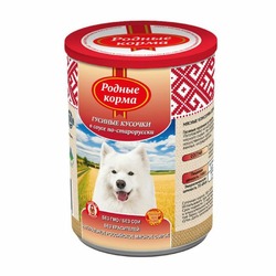 Родные корма влажный корм для собак, с гусем по-старорусски, кусочки в соусе, в консервах - 970 г