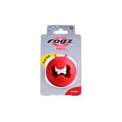 Rogz мяч пупырчатый с "зубами" для массажа десен с отверстием для лакомств FRED, 64 мм, красный