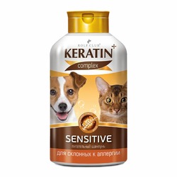 Шампунь RolfClub Keratin+ Sensitive для аллергичных кошек и собак - 400 мл