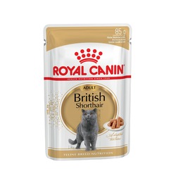 Royal Canin British Shorthair Adult полнорационный влажный корм для взрослых кошек породы британская короткошерстная, кусочки в соусе, в паучах - 85 г