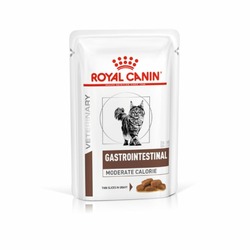 Royal Canin Gastrointestinal Moderate Calorie полнорационный влажный корм для взрослых кошек при панкреатите и острых расстройствах пищеварения, диетический, кусочки в соусе, в паучах - 85 г