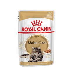 Royal Canin Maine Coon Adult полнорационный влажный корм для взрослых кошек породы мэйн-кун старше 15 месяцев, кусочки в соусе, в паучах - 85 г