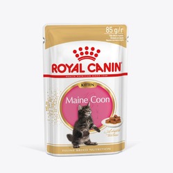 Royal Canin Maine Coon Kitten для котят породы мэйн-кун до 15 месяцев, кусочки в соусе, в паучах - 85 г
